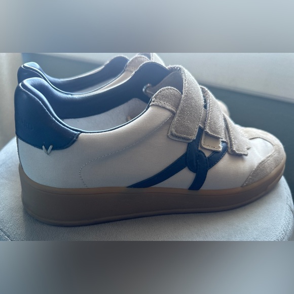 VERONICA BEARD Reagan Retro Velcro Sneakers Canvas Suede Sand/Eclipse Womens 7.5 - Picture 8 of 15